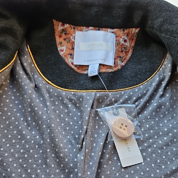 Anthropologie Dark Gray Pea Coat with Tan Accents 2 - Picture 9 of 15